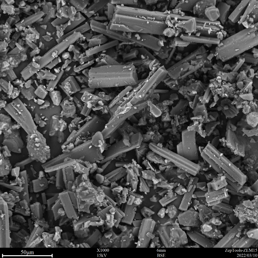 图7 阿莫西林（台式扫描电镜1000倍照）